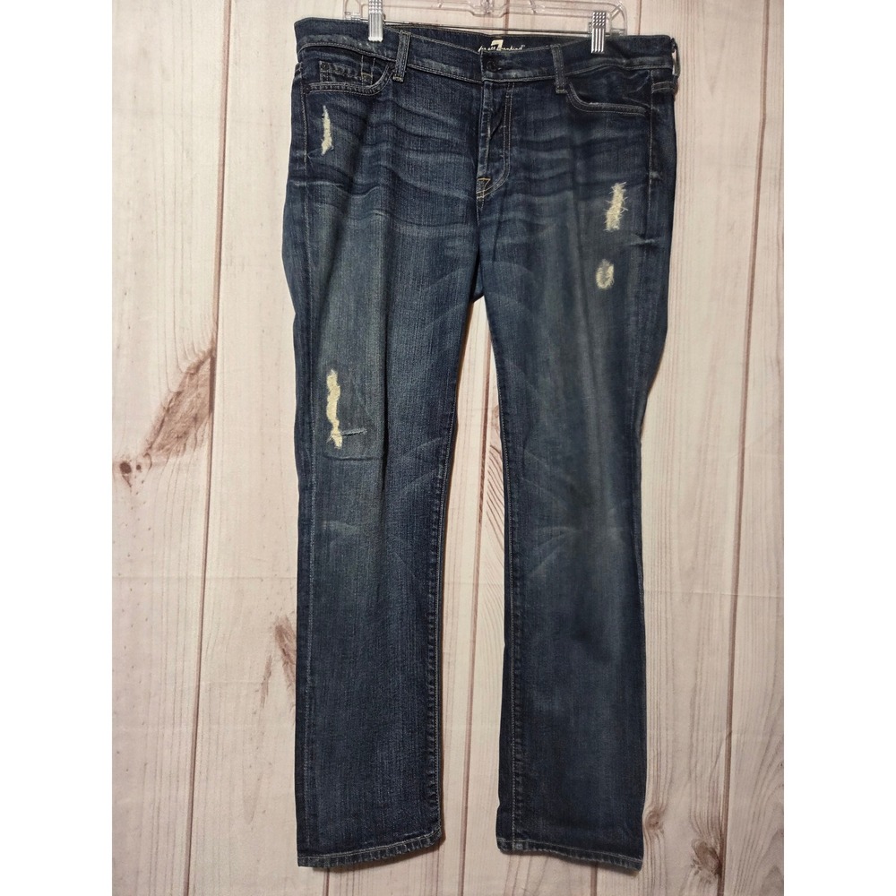 7‎ For All Mankind Josefina Distressed Jeans Dark Wash Size 31 Button Fly